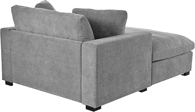 Christopher Knight Home Larrz Oversized Chaise Lounge Chair Indoor Cozy Upholstered Sleeper Sofa Couch Durable Wood Frame Deep Seat Reading Chair with 2 Throw Pillows and Armrests Gray
