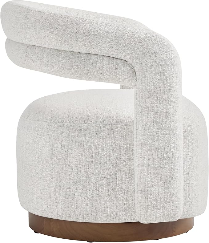 Swivel Accent Chair Set of 2 Upholstered Barrel Chair with Open Back Design Modern Arm Chair with Wooden Base for Living Room Bedroom Reading WaitingroomWheat
