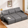 Aiho Sectional Sleeper Sofa 84 Inch Pull Out Couch with Adjustment Backrest &amp Ottoman Convertible Sectional Couch Bed for Living Room Guest Room Dark Grey