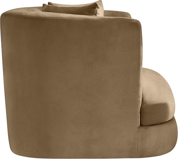 Meridian Furniture 699Beige-C Alder Collection Modern | Contemporary Chair with Ultra Luxe Beige Velvet 460 GSM Velvet Solid Wood Frame 38 W x 36 D x 30 H Beige