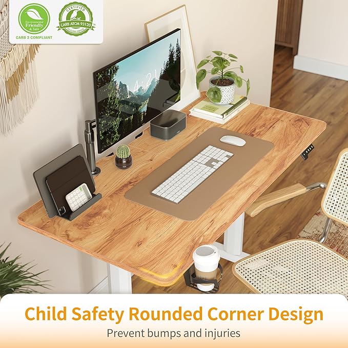 FEZIBO 44 x 24 Inches Standing Desk Height Adjustable Electric Standing Desk Stand up Table Sit Stand Home Office Desk with Splice Board Light Rustic Brown