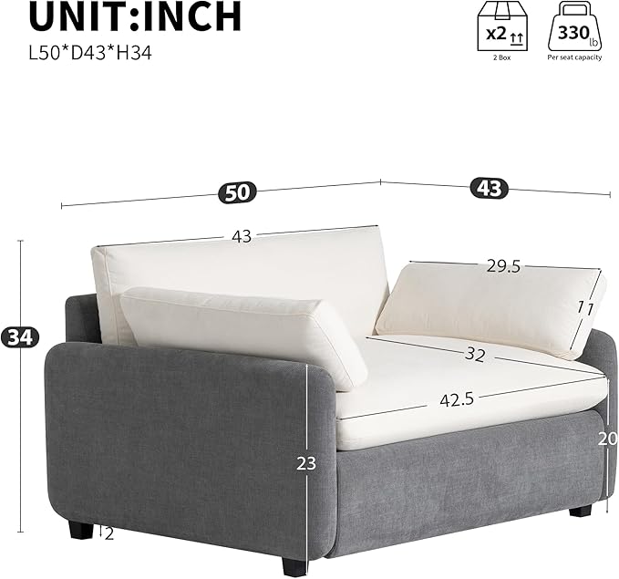 Merax Oversized Single Sofa Chair with Wide and Deep Seat Gray Chenille Accent Chair with Color Blocking Modern Upholstered Comfy Armchair with Pillows for Living Room Apartment and Bedroom