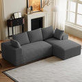 Modular Sectional Sofa Cloud Couch107 Comfy L Shaped Sectional Couches for Living RoomModern Deep Seat Cozy Fluffy Corduroy Boneless Couch Sectionals Sofa with Chaise(Right FacingDark Grey)
