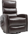 PELUMY 360° Swivel Rocker Recliner with Heat &amp Vibration Massage Glider Rocking Chair for Adults Compact Recliner for Living Room Small Spaces Nursery Bedroom (Breathable Leather Brown)