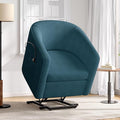 Power Lift Recliner Chair for Seniors Barrel Shape Recliner Chair with Footrest and Side Pocket Curved Armrests Lift Assist Lounge Chair Electric Lift Chair for Living Room (Blue12)