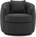 Swivel Accent Chair Modern Upholstered Boucle Barrel Arm Chairs with Pillow for Living Room 360 Degree Round Swivel Sherpa Armchair with Round Base for Bedroom Club (1 Dark Grey)