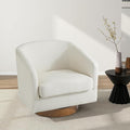 Swivel Barrel Chair Modern Round PU Leather Accent Armchair for Living Room Bedroom Oversized Comfy Club Reading Chairs for Adults (Fabric Beige Set of 1)