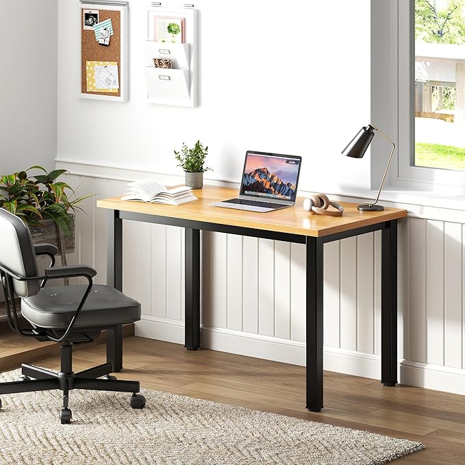Need Small Computer Desk 31.5 inch Sturdy Writing Desk for Small Spaces Computer Desk Teens Desk Study Table Laptop Desk Home Ofice Desk Black Metal Frame Teak