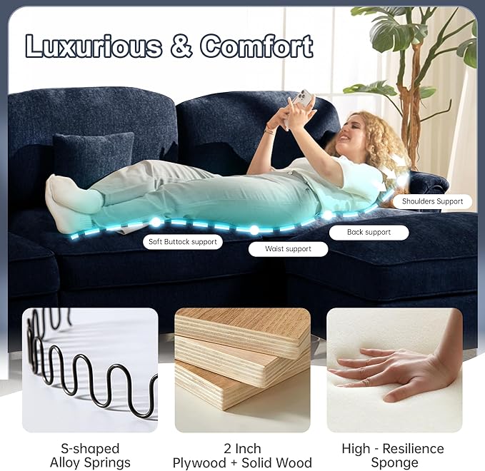 KEIKI 107 3Seat Modular Velvet Sofa Couch for Coastal Home Bedroom Studio Style Conscious Beach Lovers Luxurious Elegant Sophisticated Refined Design Stylish Design Blue