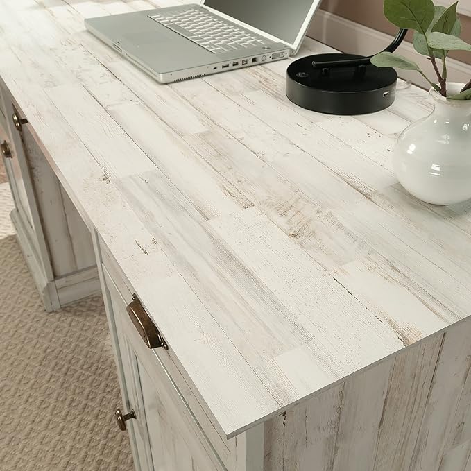 Sauder Barrister Lane Executive Desk White Plank Finish