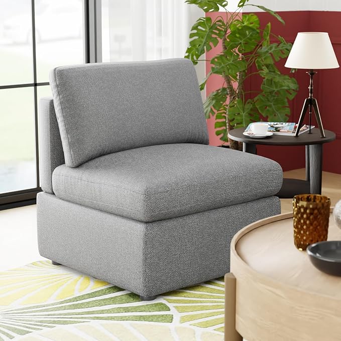 PayLessHere Single Sofa Couch Convertible Sofa 1-Seat Sofa Modular Sectional Sofa Couch for Living Room Bedroom OfficeGray
