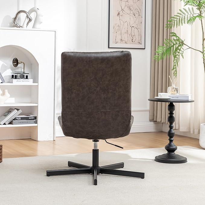 Roundhill Furniture Arlena Faux Leather Tufted Swivel Accent Chair Brown