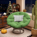 46'' Large Size Papasan Chair (Non-Swivel) with Cushion and Frame Lazy Chair for Living Room and Bedroom Green