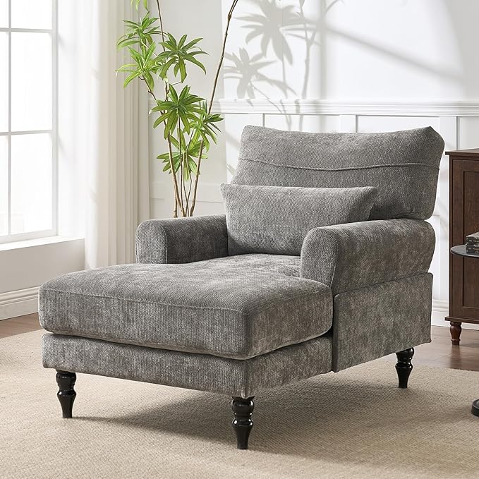 Accent Chair 51'' Modern Armchair for Living Room Upholstered High Back Lazy Sleeper Armchair Recliner for Woman Chaise Lounge Chair Indoor Single Reading Sofa with Wood Legs