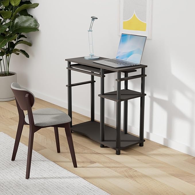 Furinno Abbott Computer Desk with Bookshelf Espresso/Black
