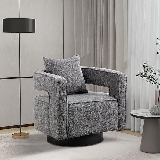 Chifee &amp Vingol 28.9 Boucle Modern Swivel Accent Barrel ChairGray