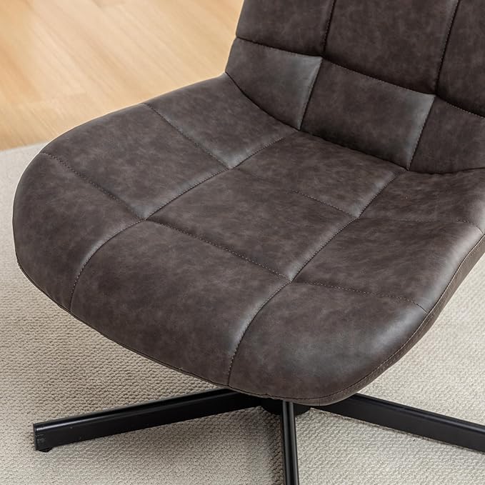 Roundhill Furniture Arlena Faux Leather Tufted Swivel Accent Chair Brown