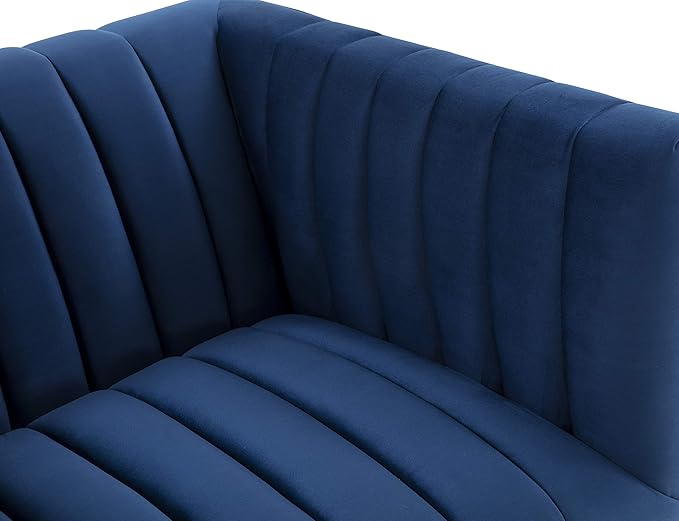 SAFAVIEH Couture Home Collection Doris Navy Velvet Upholstered Living Room Bedroom Office Club Chair SFV4763C