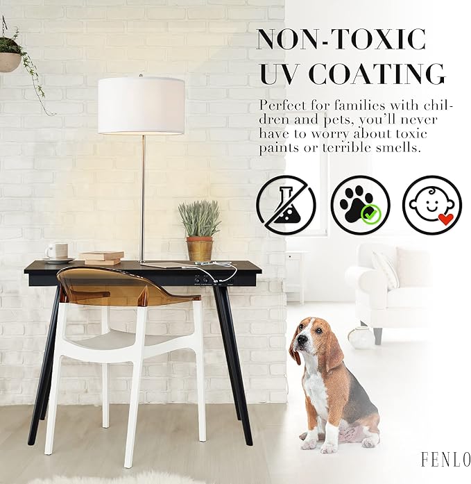 FENLO Future - 39' Modern Desk with USB-C &amp Qi Wireless Charging Station