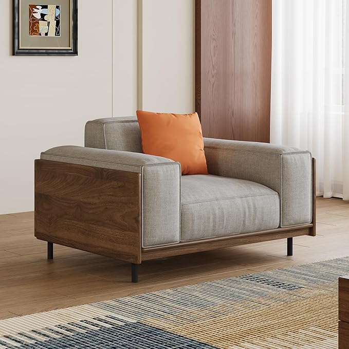 Modern-style 40.94 fabric sofa with solid wood frame and high-density sponge cushioning designed for easy assembly. A single-seater set suitable for living rooms and offices. (40.94inch-Armchair)