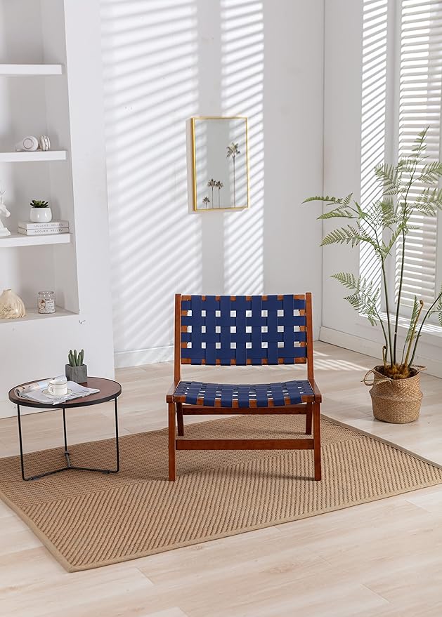 Solid Wood Frame Chair with White Faux Wool. Modern Accent Chair Lounge Chair for Living Room