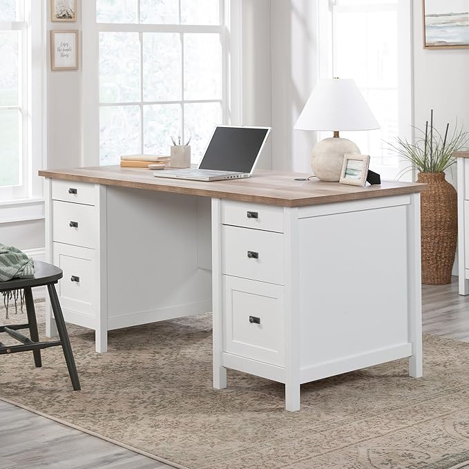 Sauder Cottage Road Executive Desk White Finish