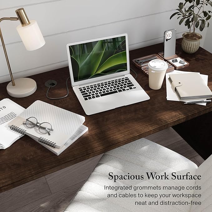 Bush Home 72-inch Home Office Desk with Drawers Large Computer Table for Personal Workspace Somerset Collection Mocha Cherry