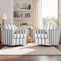 Swivel Accent Chair Modern Round Barrel Arm Chair for Living Room Bedroom Comfy Club Reading Chairs for Adults (Stripe Grey Set of 2)