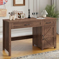 Vabches Farmhouse 47 Executive Desk Computer Desk with Drawers and Storage Cabinet Workstation Computer Desk for Home Office Study.Red-Brown