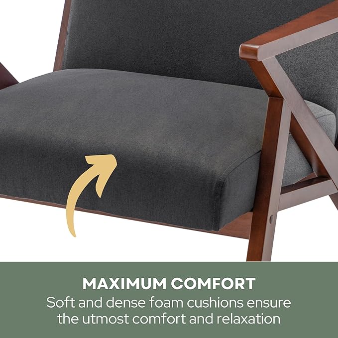 Convenience Concepts Take a Cliff Accent Armchair and Ottoman Set 28.5 - Mid-Century Modern Lounge Chair with Foot Stool Set for Living Room Office Dark Gray Fabric