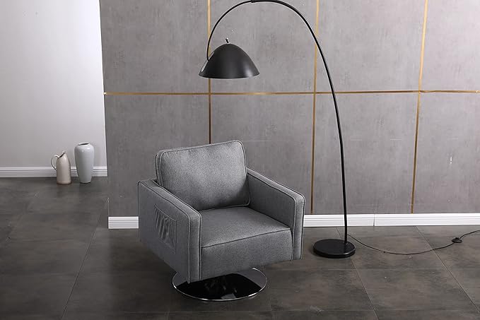 Generic Modern Linen Swivel Accent Chair Comfy Armchair with 360 Degree Swiveling for Living Room Bedroom Reading Room Home OfficeLight Grey