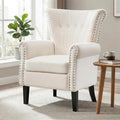 Modern Accent Chair for Living Room Comfy Upholstered Armchair for Bedroom &amp Small Spaces Mid Century Lounge Reading Chair for Office(White)