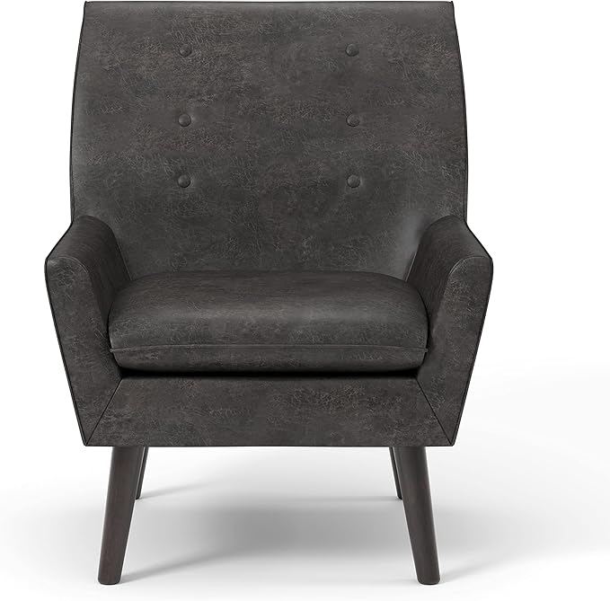 HOMES: Inside + Out Sayburke Mid-Century Modern Tufted Fabric Upholstered Accent Chair with Removable Cushion for Living Room Bedroom ‎Light Gray