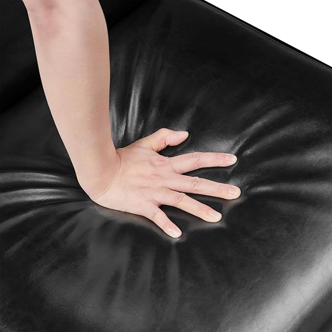 Yaheetech PU Leather Accent Chair Mid-Century Modern Armchair with Solid Wood Legs Reading Leisure Chair with High Back for Living Room Bedroom Waiting Room 2 Pieces Black