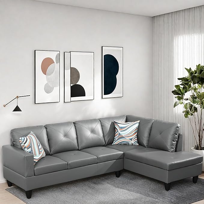 L Shaped Couch Modular Sectional Sofa with Chaise Modern Modular Sofas Furniture Sofa Couches for Living Room/Apartment/Office/Bedroom Dark Grey