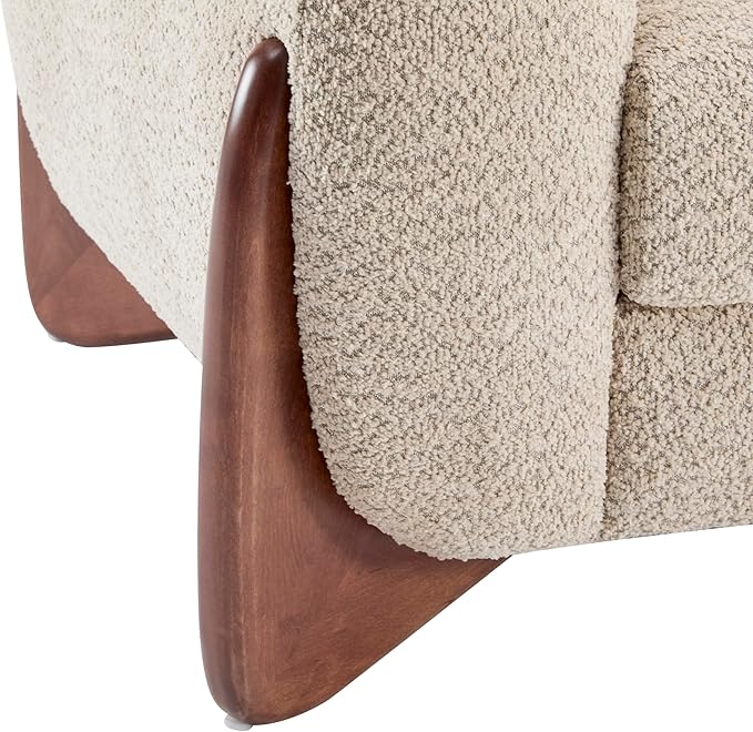 Christopher Knight Home Almab 82 Inches Sofa Couch Cozy Boucle Upholstered 3-Seater Sofa Wood Frame Couch Comfy Couches for Living Room and Office Modern Sofa Lounge Seating Almond