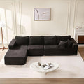 138 Boneless Couch with Deep Seat Set of Modular Sectional Sofa Cloud Sectional Couch for Living Room No Assembly Required Corduroy 4 Seater L-Shape Left Black