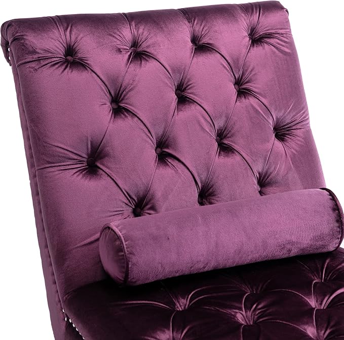 Leisure Velvet Concubine Sofa Accent Sofa Chaise Reclining Lounger Barrel Sofa with Acrylic Feet (Purple)