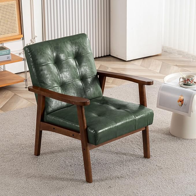 Mid Century Modern Accent Chairs for Living Room Comfy Bedroom Chairs for AdultsSmall Wide Reading Nook Arm Chair