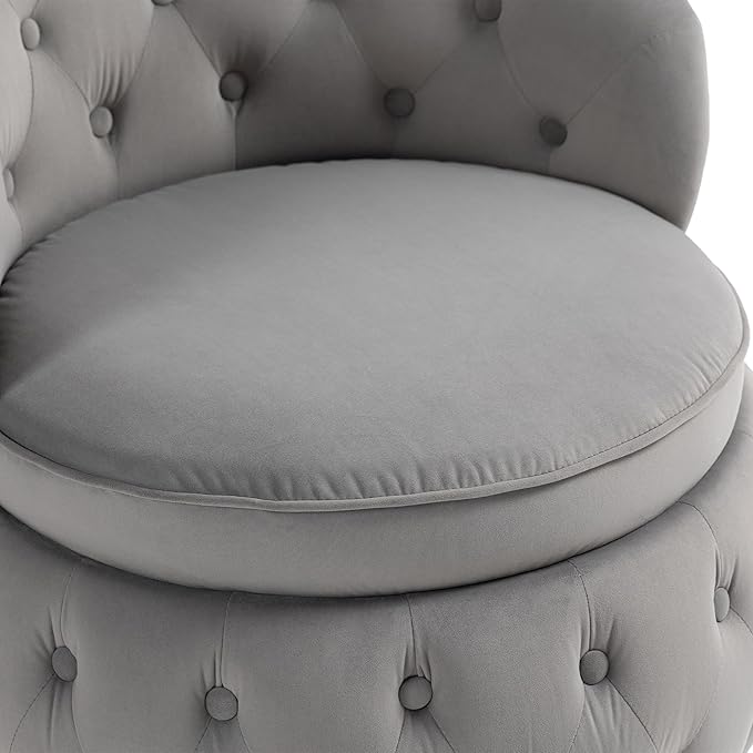 Swivel Barrel ChairVelvet Swivel Accent Chairs Modern Round Storage Small Chairs 360 Degree Upholstered Swivel Boucle Chair for Living Room Bedroom（Gary）