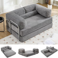 5-in-1 Convertible Sofa Bed 79 Corduroy Folding Sleeper Couch Bed with Steel Frames Boneless Foldable Floor Sofa Bed for Living Room Guest Room No Assembly (Grey)