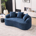 65 Curved Loveseat for Small SpacesBoneless Loveseat SofaWood Grain Chenille Fabric No Installation Requirement Curved Sofa Couch for ApartmentLiving RoomOffice (Blue 65)