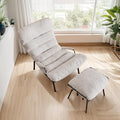 ovios Rocking Chair with Ottoman Glider Recliner with Footrest Lazy Accent Armchair with Comfy Cushion for Living Room Bedroom Office Cloud Plush Velvet White