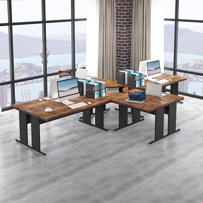 Tribesigns 83-Inch Large L Shaped Desk Reversible Executive Office Desk Modern Corner Computer Table Business Workstation for Home Office (Brown)