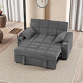 65'' Convertible Sleeper Sofa BedExtra Thick Cushion Polka dot Velvet Pull Out Futon Couch with Storage handrails &amp Rotating Side TablesConvertible Sofa Couch for Living RoomRV (07S-dark gray)