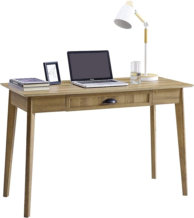 Newport Series Home Office Computer Writing Desk with Fully Extended Drawer | Laptop PC Workstation With USB Hub | Sturdy and Stylish | Easy Assembly| Golden Oak Wood Look Accent Living Room Furniture