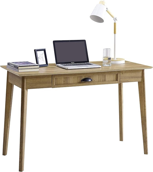 Newport Series Home Office Computer Writing Desk with Fully Extended Drawer | Laptop PC Workstation With USB Hub | Sturdy and Stylish | Easy Assembly| Golden Oak Wood Look Accent Living Room Furniture