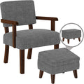 Accent Chairs with Adjustable Ottoman Comfy Arm Footrest Set Storage Footstool Sofa Armchair with Footrest Lazy Chair Set for Living Room/Bedroom/Reading Room Light Gray