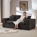 78'' Chenille Modular Loveseat Black Boneless Loveseat with 2 Pillows Cloud Couch Love Seats for 2-Seater Upholstered Sectional Sofa for Living Room No Assembly Freely Combinable (Black)