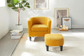 Modern Accent ChairUpholstered Arm Chair Corduroy Single Sofa Chair with Ottoman Foot Rest Comfy Armchair for Living Room Bedroom and OfficeYellow SZ170